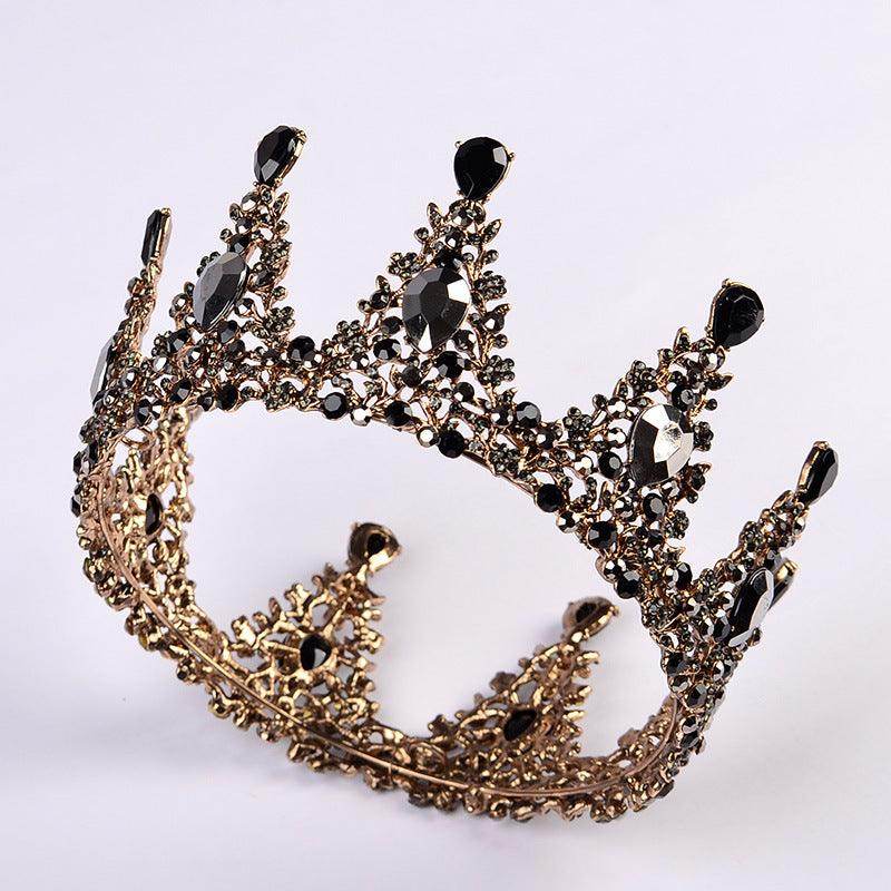 Black Headwear Crown Baroque Crown Rhinestone Headwear 620401524708 - COCOMELODY